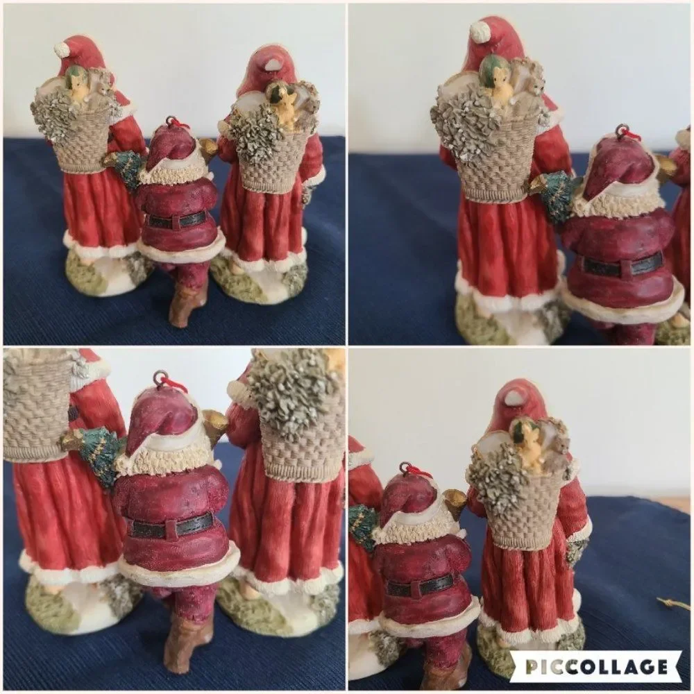 Vintage Winter Santa Christmas Pere Noel Figurines Ornaments and Magnet 5 Items